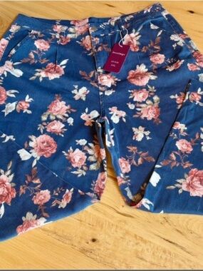 NWT Loveimgs Barrel style Blue Floral High-Waist Pants Sz XXL
